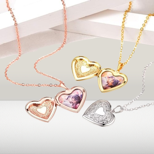 18K Platinum Gold Photo - Ready Box Necklace for Her: 50.8 cm of Personalized Affection